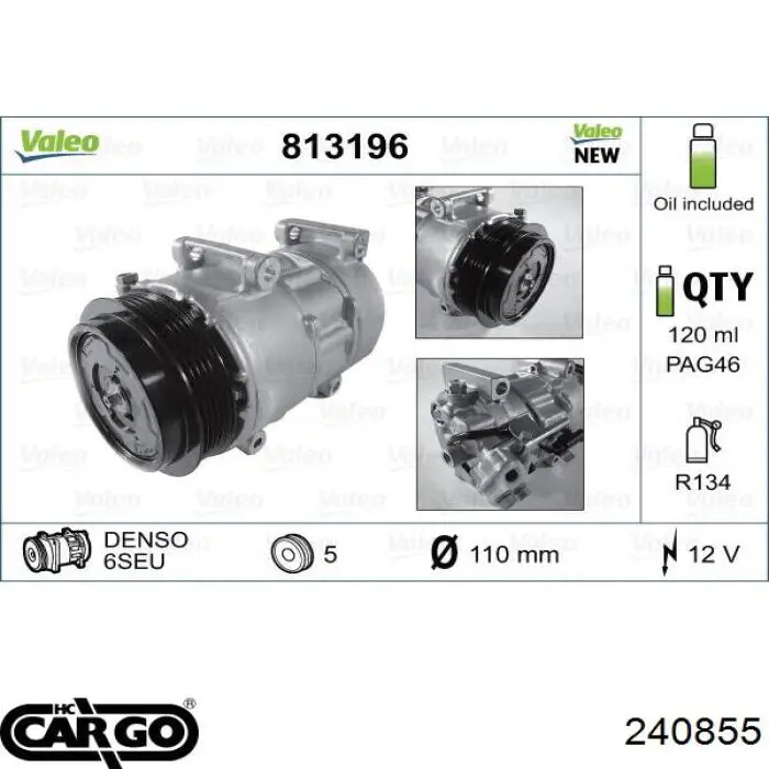 Компрессор кондиционера 240855 Cargo