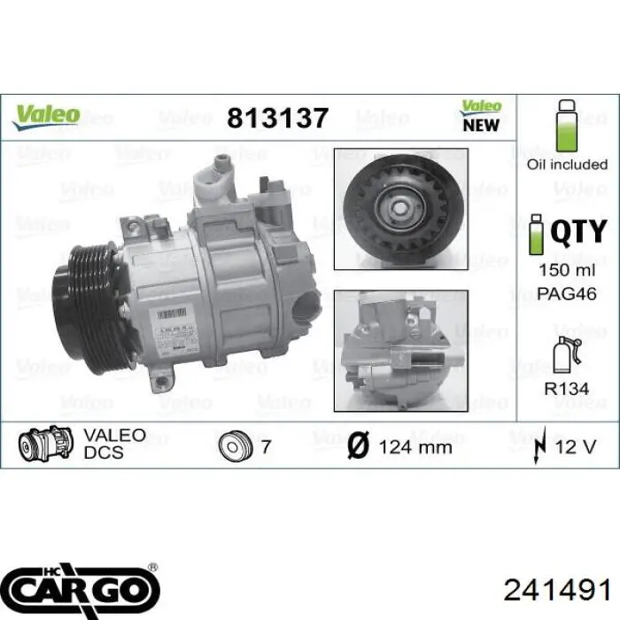 Компрессор кондиционера 241491 Cargo
