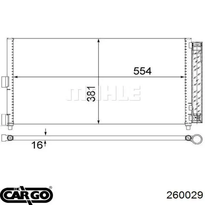 Radiador de aire acondicionado 260029 Cargo