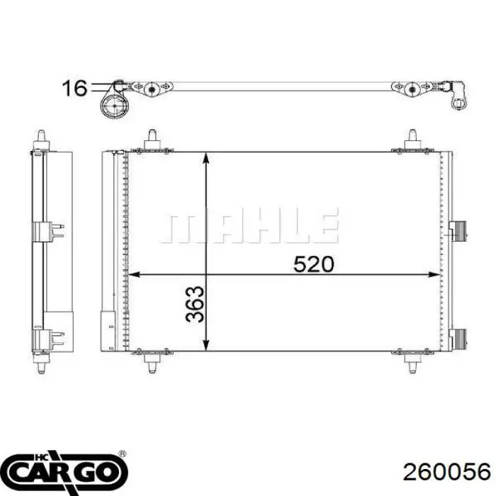 Радиатор кондиционера 260056 Cargo