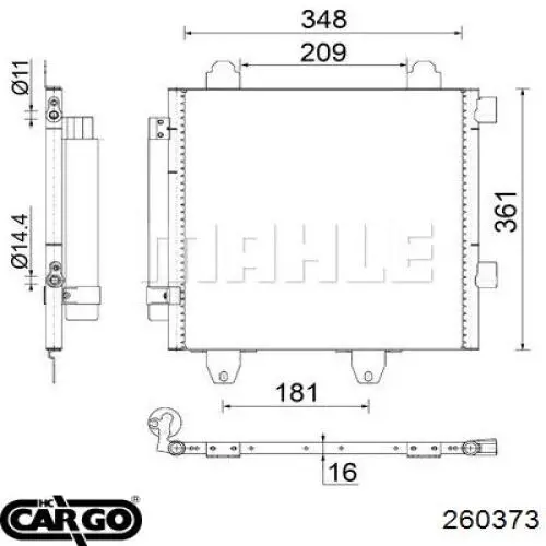 Радиатор кондиционера 260373 Cargo