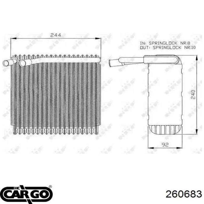 Evaporador, aire acondicionado 260683 Cargo