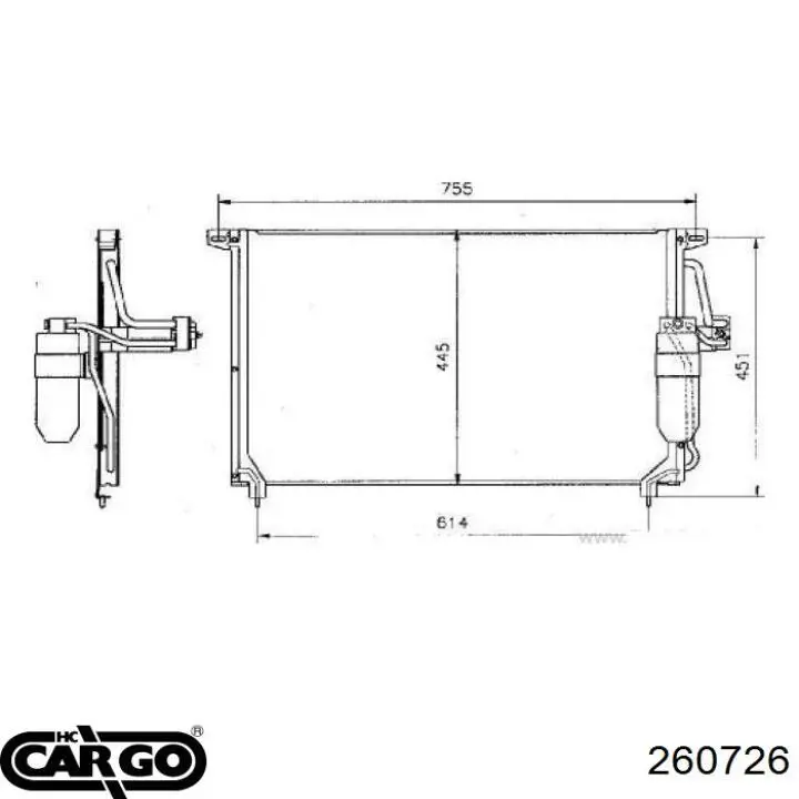 Радиатор кондиционера 260726 Cargo