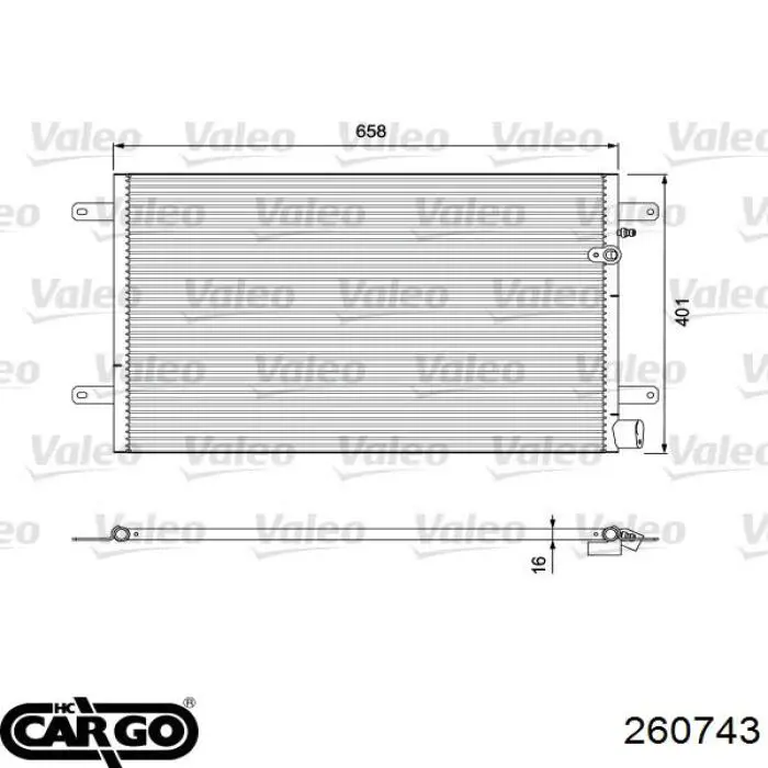 Радиатор кондиционера 260743 Cargo