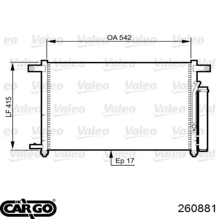 Радиатор кондиционера 260881 Cargo