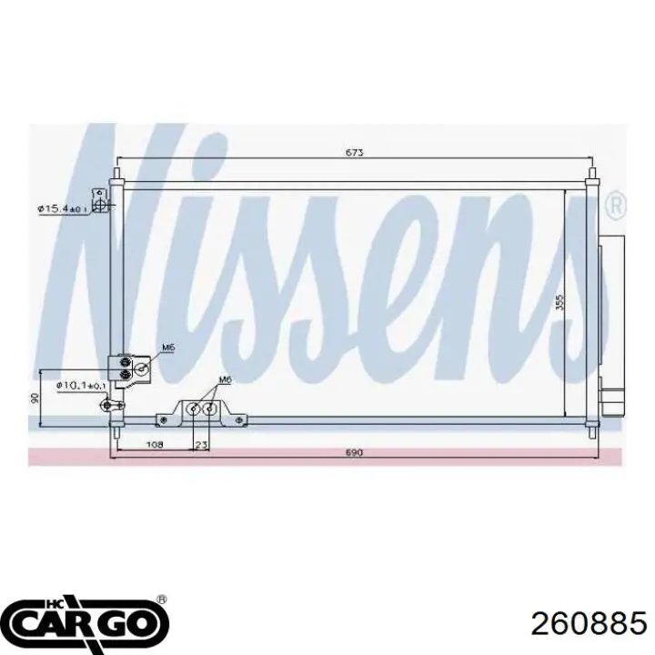 Радиатор кондиционера 260885 Cargo