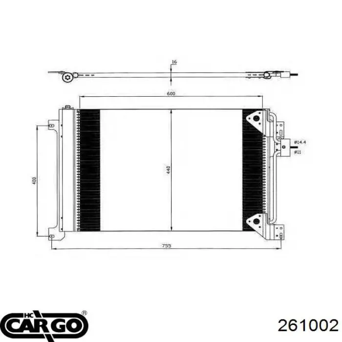 Радиатор кондиционера 261002 Cargo