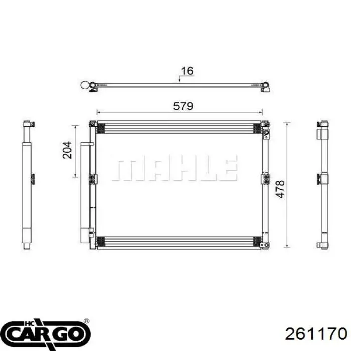 Радиатор кондиционера 261170 Cargo