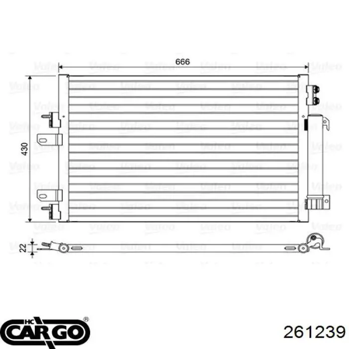 Радиатор кондиционера 261239 Cargo