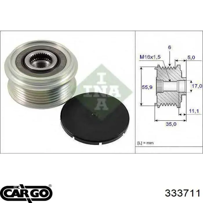 Шкив генератора 333711 Cargo