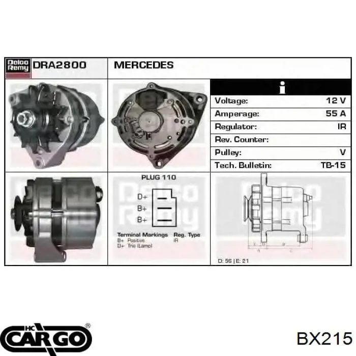 Щетка генератора MERCEDES 0001548414