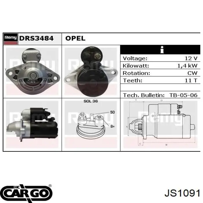 Стартер JS1091 Cargo