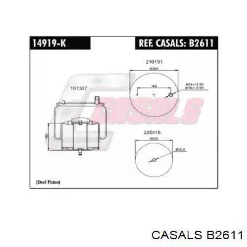 B2611 Casals coxim pneumático (suspensão de lâminas pneumática do eixo dianteiro)