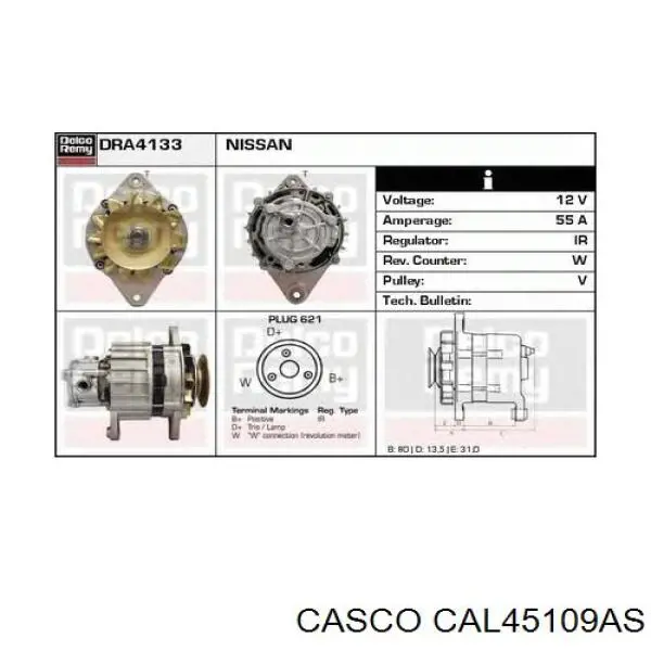 Автомобильный генератор Casco CAL45109AS цена, от 127.28 USD