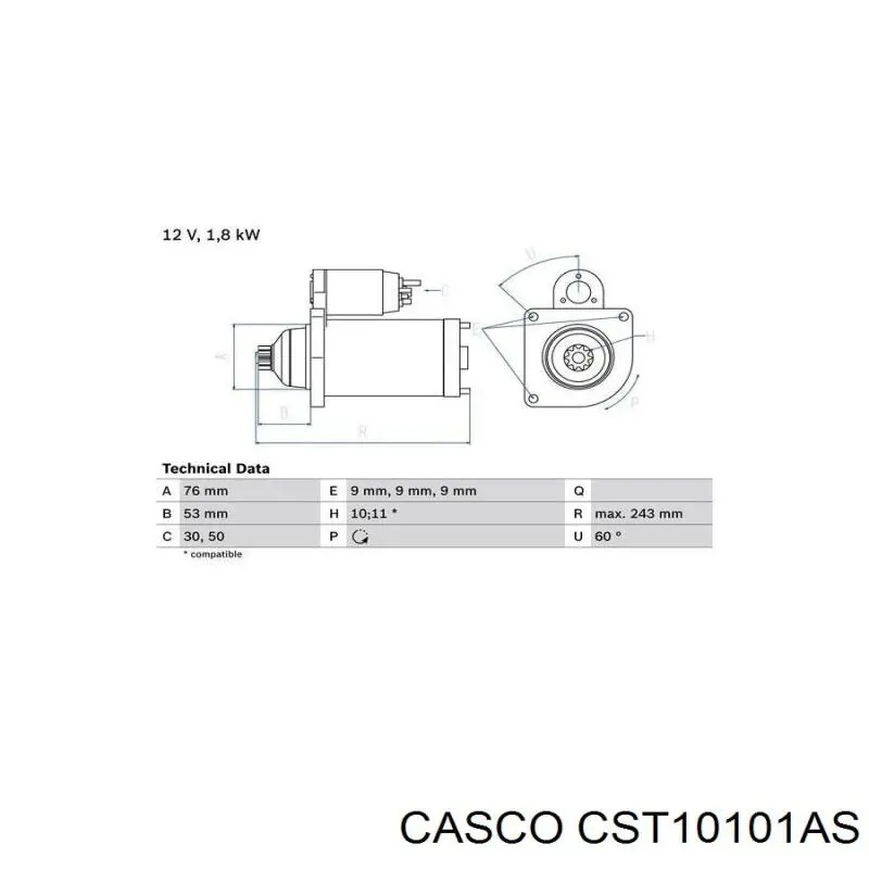 CST10101AS Casco Стартер автомобиля
