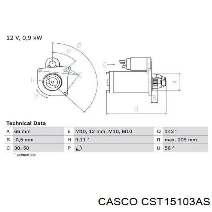 Купить CST15103AS Casco Стартер