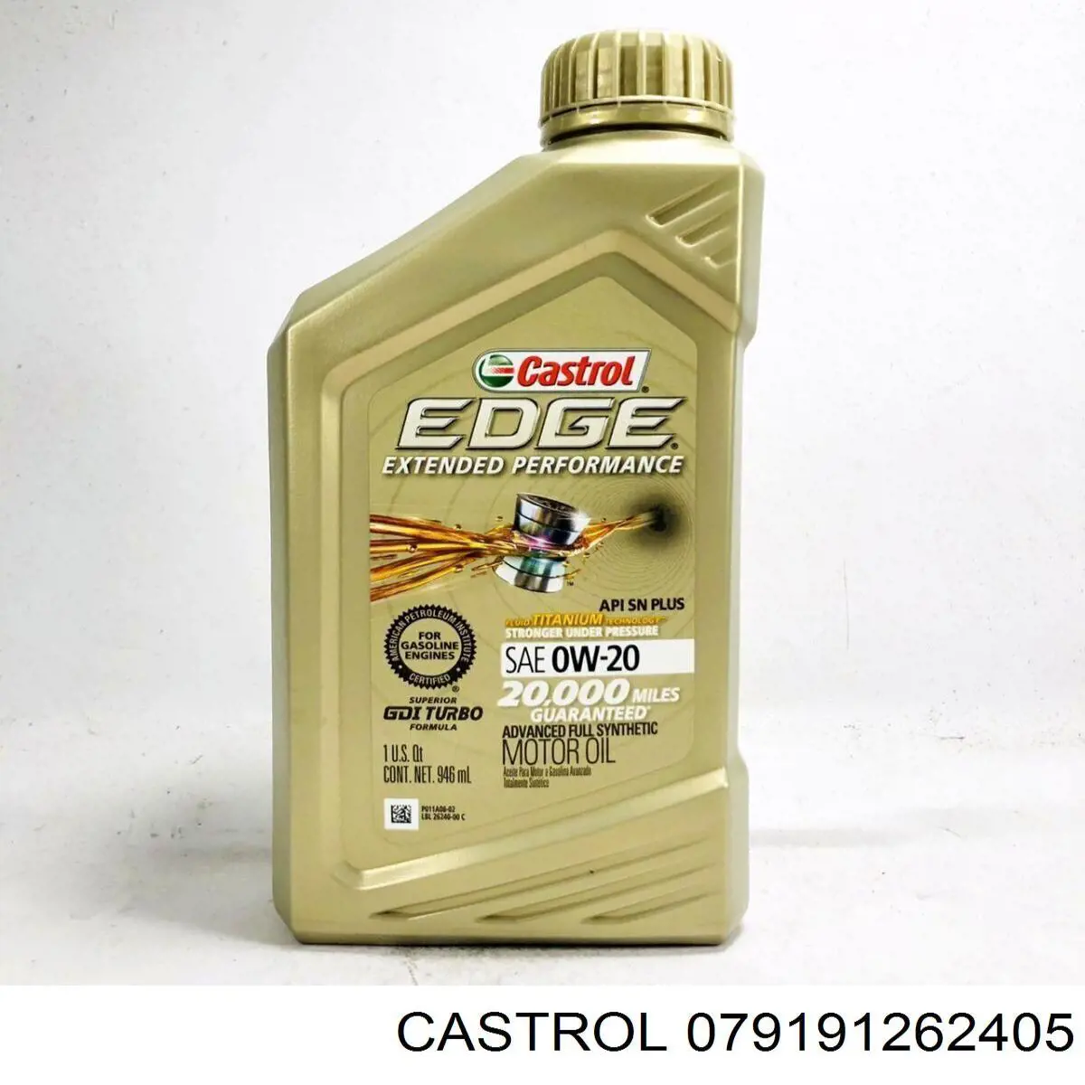 Моторное масло Castrol EDGE With Titanium Fluid Strength Technology 0W-20 Синтетическое 0.946л (079191262405)
