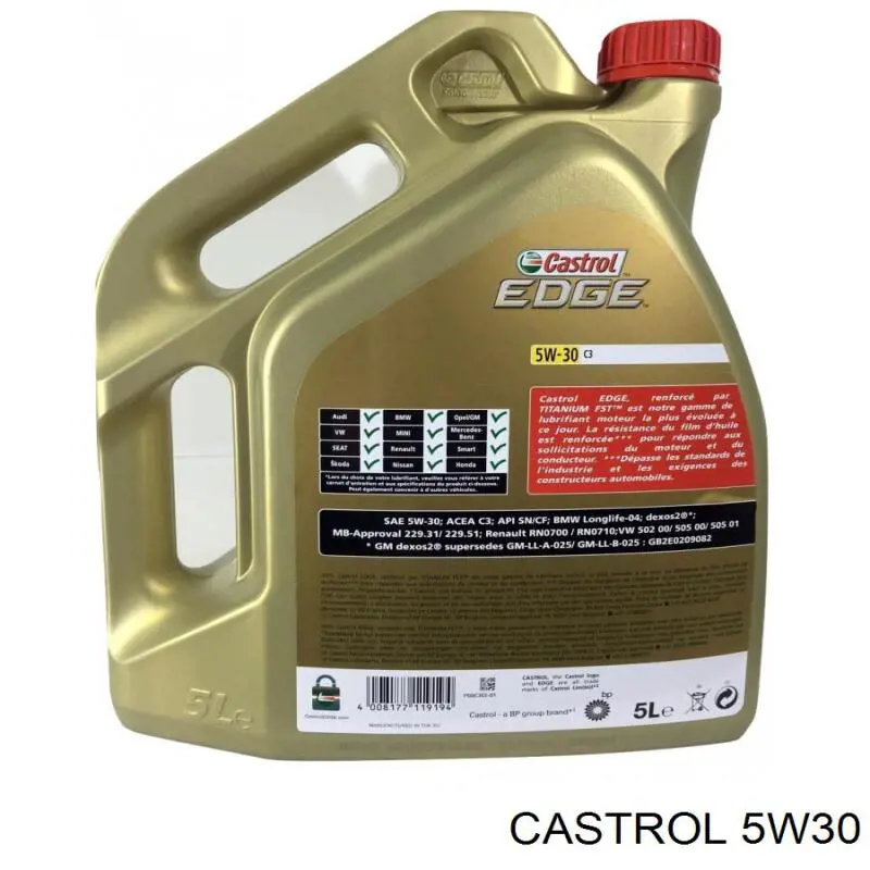 5W30 Castrol óleo para motor