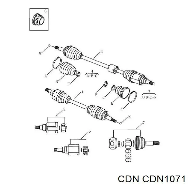 CDN1071 CDN шрус внутренний передний правый