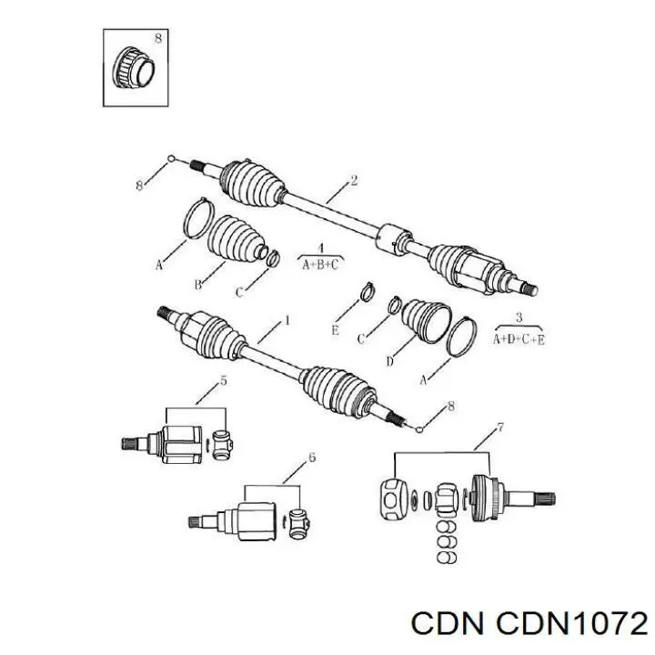 CDN1072 CDN шрус внутренний передний левый
