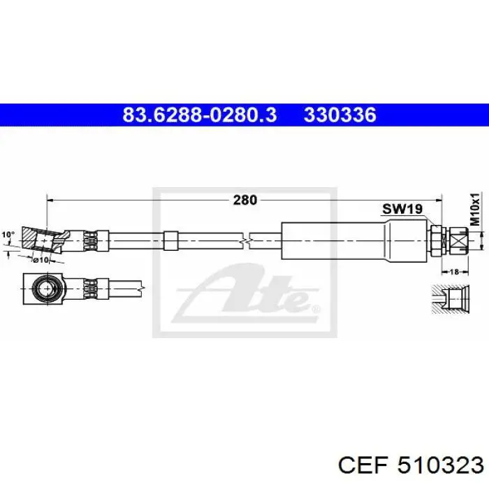 Шланг тормозной передний 90168898 Opel