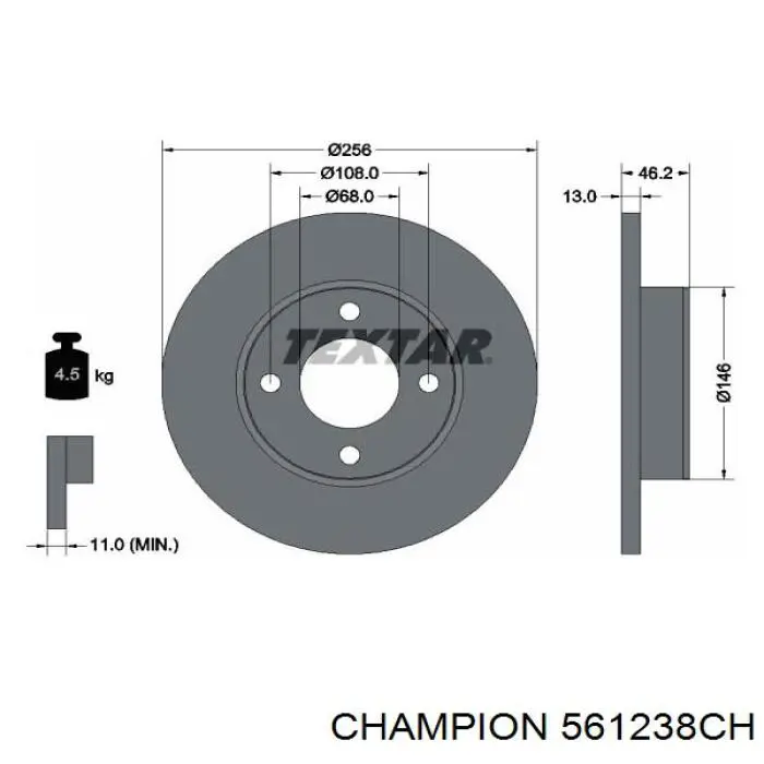 Передние тормозные диски 561238CH Champion