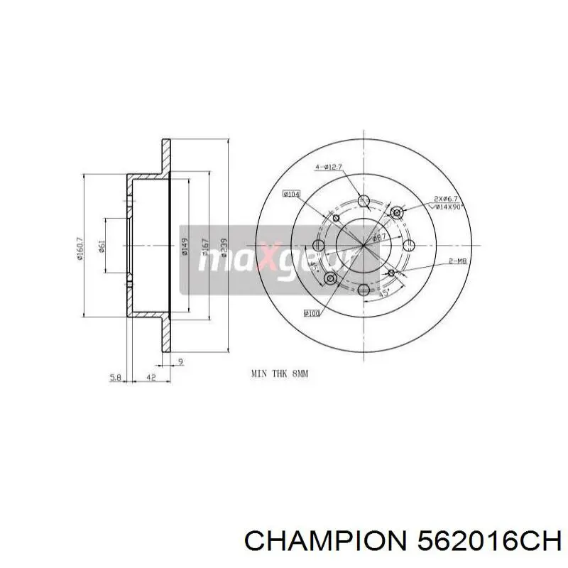Купить 562016CH Champion Диск тормозной задний