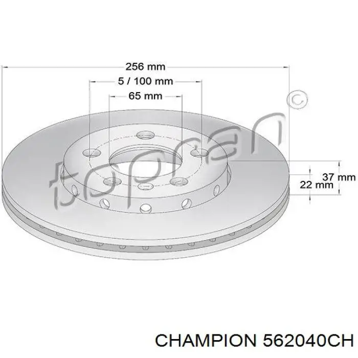 Диск гальмівний передній 562040CH Champion