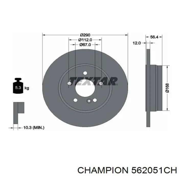 Диск гальмівний задній 562051CH Champion