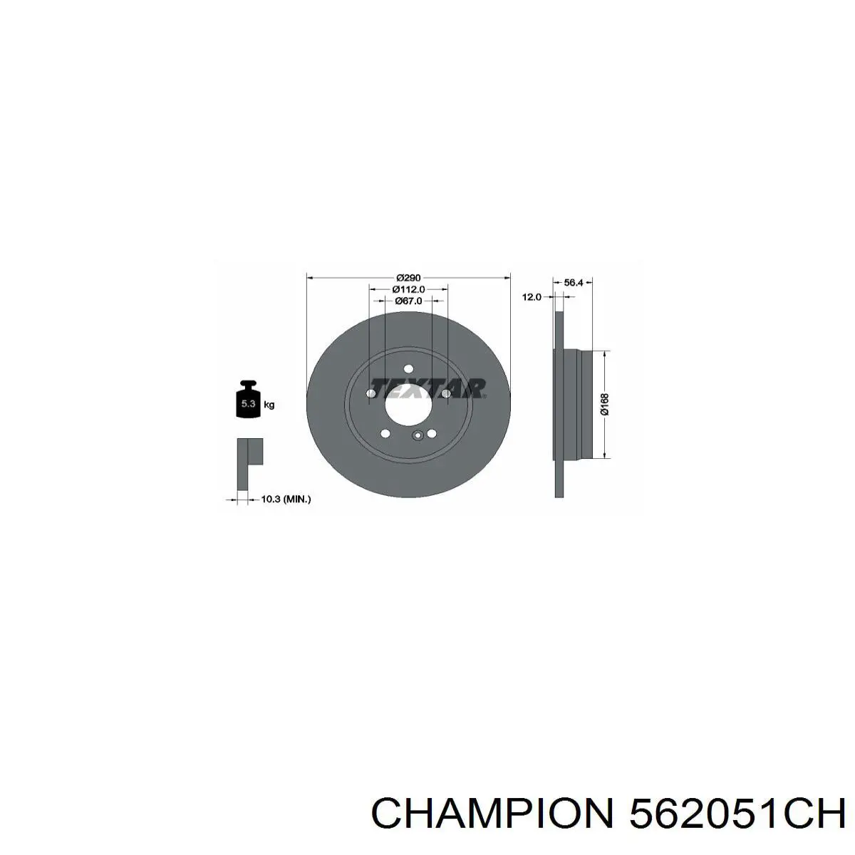 Задний тормозной диск Champion 562051CH цена, от 29.66 USD