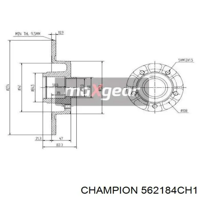 Купить 562184CH1 Champion Диск тормозной задний