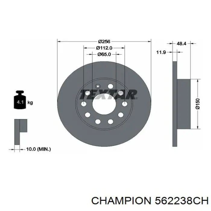 Купить 562238CH Champion Диск тормозной задний