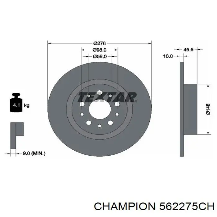 Тормозные диски 562275CH Champion