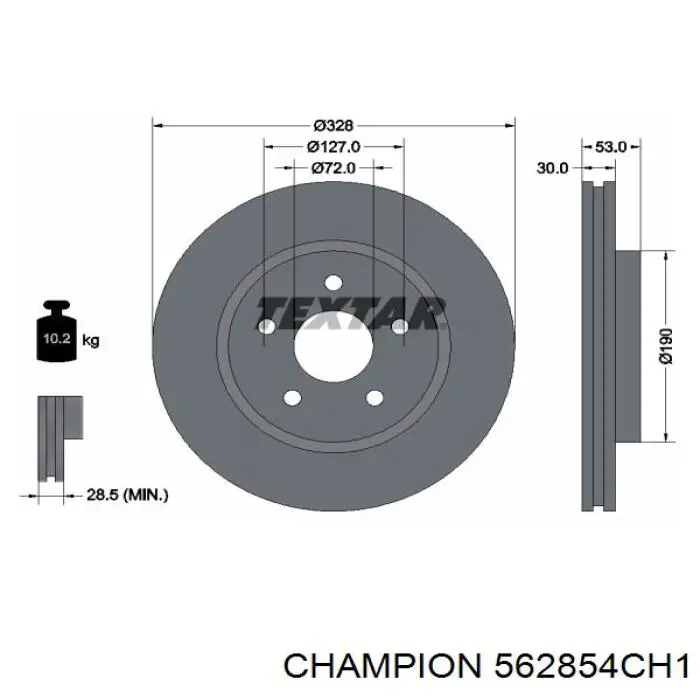Тормоз дисковый передний Champion 562854CH1 цена, от 46.73 USD