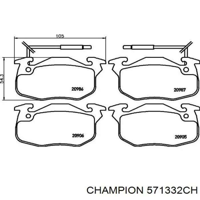 Pastillas de freno delanteras 571332CH Champion