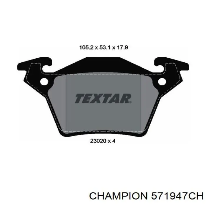 Задние тормозные колодки 571947CH Champion