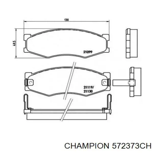 Передние тормозные колодки 572373CH Champion