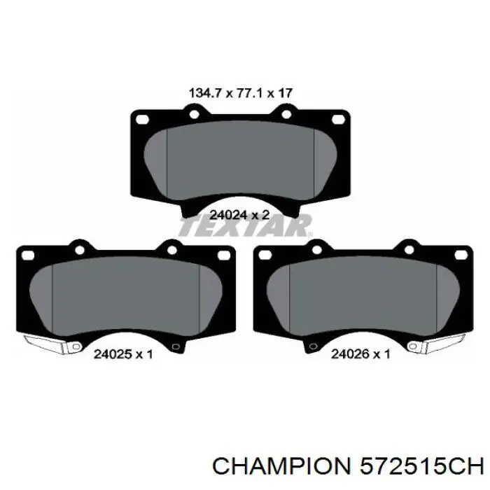 Передние тормозные колодки 572515CH Champion