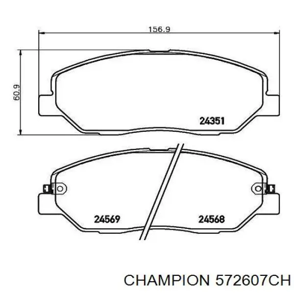 Передние тормозные колодки 572607CH Champion