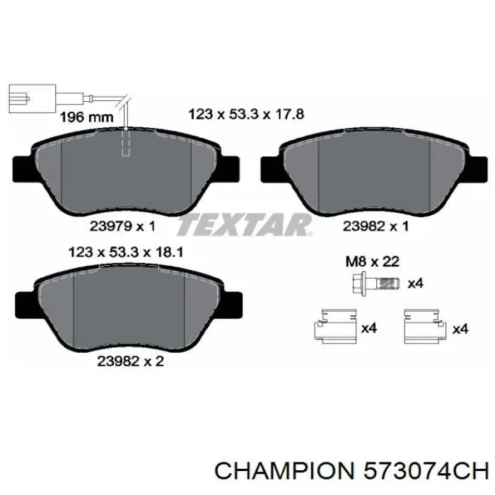 Колодки Champion 573074CH цена, от 16.43 USD