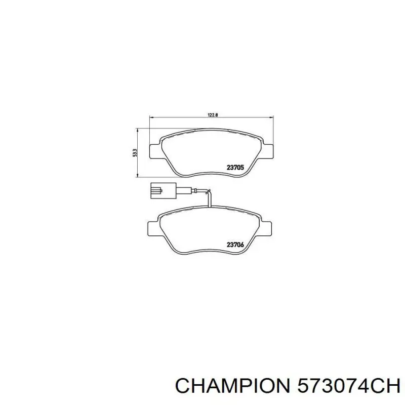 Передние тормозные колодки 573074CH Champion