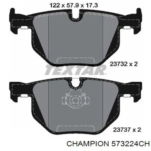 Задние тормозные колодки 573224CH Champion