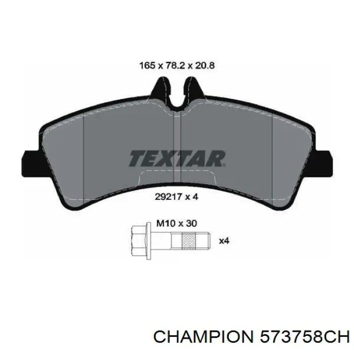 Задние тормозные колодки 573758CH Champion