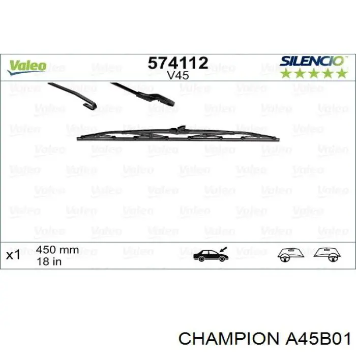 A45B01 Champion щетка-дворник лобового стекла пассажирская