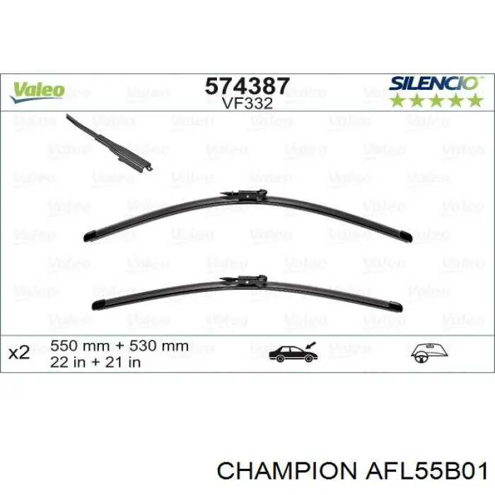 Щетка дворника левая Champion AFL55B01