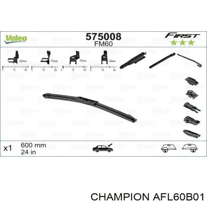 AFL60B01 Champion щетка-дворник лобового стекла водительская