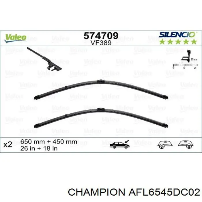 Щетки стеклоочистителя AFL6545DC02 Champion