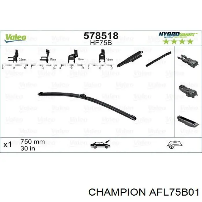 AFL75B01 Champion limpa-pára-brisas do pára-brisas de condutor