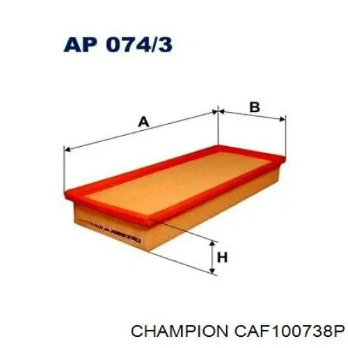 Воздушный фильтр CAF100738P Champion