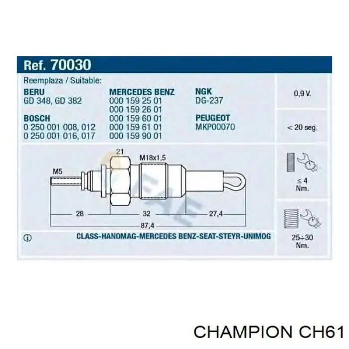 Купить CH61 Champion Свечи накала